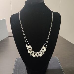 Elegant Silver and White Floral Necklace